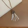 Yeshui Xie Ling_Collar Retro con Borla y Perlas para Mujer, Cadena Minimalista para Clavícula, Diseño de Nicho, Collar de Gama Alta para Mujer