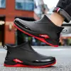 Botas de Lluvia Cortas para Hombre, Antideslizantes, Impermeables, Botas de Lluvia de Moda, Forradas de Felpa, Zapatos de Goma Cálidos, Zapatos de Trabajo para Agua de Caña Corta para Pesca, Cubrezapatos