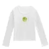 Camiseta de manga larga para mujer, nuevo estilo primavera y otoño, cuello en U, hombro normal, estampado niche de manzana verde, corte ajustado, top de moda, camiseta básica para mujer
