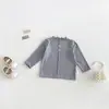 Camiseta interior simple de manga larga Dianxi Baby para niñas, nuevo estilo de otoño, estilo coreano, camiseta de punto con borde de volantes, capa base