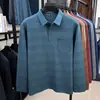 Camisa Polo Masculina Outono/Inverno 2025 Camiseta Masculina de Manga Longa Casual de Negócios Bolso Real Listrada Top de Pai