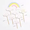 Color Globo Aerostático Niños Estrellas Cara Sonriente Nubes Escena Arcoíris Pastel de Cumpleaños Tarjeta Enchufable Mesa de Postres Enchufable