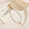 Lindo Gato Cadena de Perlas Llavero Colgante para Teléfono Adorno para Bolso Accesorio para Teléfono DIY Cadena para Colgar Venta al por Mayor Regalo