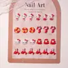 Hola Año Nuevo Hello Kitty Rojo Estilo Japonés Dibujos Animados Joyería para Uñas Resina Estéreo Gato Kt Aretes DIY Accesorios para Uñas