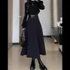 Vestido Negro Interior Francés para Mujer, Nuevo Estilo Otoño e Invierno 2025, Falda de Cintura Delgada, Vestido para Citas