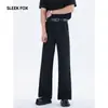 Pantalones Western Lisos de Color de Moda Otoñales para Hombre Tendencia Americana Versátiles Adelgazantes Muestran la Longitud de las Piernas Pantalones de Micro Campana de Moda