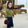 Cárdigan de punto retro a rayas de bloques de color para niños Maiyoyo, chaqueta suéter casual para niñas pequeñas