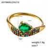 Anillo Misterioso y Lujoso de Zircón Forma de Gota de Agua con un Diseño Único, Hecho de Acero de Titanio Chapado en Oro de 18K, No se Desvanece