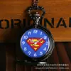 Reloj de Bolsillo de Cuarzo Modelo Más Vendido, Nuevo Retro Personalizado Superman Patrón de Cara Azul Collar Reloj de Bolsillo Grande, Reloj de Bolsillo para Estudiantes