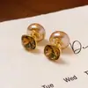 Aretes Cuadrados de Perlas de Dos Piezas Color Champagne para Mujer 2025 Año Nuevo Nuevo Estilo Pendientes Elegantes de Socialité Pendientes Versátiles Sencillos