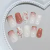 Unhas Pré-feitas Feitas à Mão: Unhas Usáveis Gradiente de Lírio-do-Vale da Primavera Estilo Doce Francês, Conjunto de Manicure Removível com 30 Peças