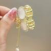 Presilha de Metal Exquisita com Franja de Rosa para Prender o Cabelo Gato Cereja Olho de Gato Brilho Diamante Meio Preso tamanho pequeno Presilha de Metal para Cabelo Acessórios de Cabelo