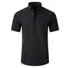 Transfronteiriça Aliexpress Estilo Coreano Slim-Fit Cor Sólida Camisa Masculina Cor Sólida Simples Negócios Fina Camisa Masculina Tendência