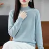 Suéter elegante com textura oca em forma de losango, estilo francês, transfronteiriço, caimento solto, elegante para o trabalho, tricô feminino para outono e inverno, gola semimalta