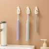 Nuevo Portacepillos con Diseño de Gato, Estante de Almacenamiento para Cepillos de Dientes de Baño Montado en la Pared sin Taladro