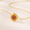Novo! Colar Flor Dourado Estilo Novo Chinês Antigo Pingente Estilo Corte Vintage Nicho Requintado Presente de Dia dos Namorados