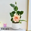 Mini Bonsái de Rosa de Terciopelo Artificial Cuidadosamente Seleccionado para Decoración de Interiores del Hogar, Flores de Seda, Plantas Artificiales y Plantas Artificiales en Maceta
