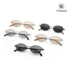 Gafas de Sol Semi-Rimadas de Titanio Puro 52 Montura Ovalada PJ75184 Estilo Old Money para Mujer Gafas de Sol con Protección UV MM98724 Modernas