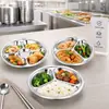 Plato de comida rápida redondo de tres compartimentos para jardín de infantes, bebés y niños, plato dividido para comedor, plato de cena de acero inoxidable 304, en stock