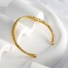 Pulsera Abierta de Moda Transfronteriza para Mujer Europea y Americana Simple de Alta Gama en Forma de C con Patrón Martillado Irregular de Acero Inoxidable