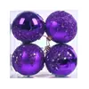 Bola de Natal Nova de 8cm com Lantejoulas de Diamante, Bola de Plástico Fosco Galvanizado, Pingente de Feriado para Pendurar na Árvore de Natal