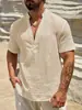 Camisa Transpirable de Color Sólido de una Sola Capa con Cuello Alto de Manga Corta para Hombre Transfronteriza Europea y Americana Moda Masculina 2025 Camisa de Color Sólido Simple