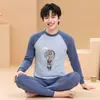 Conjunto de ropa interior térmica de otoño e invierno para niños, capa base cálida de algodón puro para bebés y hombres
