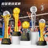 Certificado de Honor IncluidoTrofeo de Cristal de Voleibol Personalizado Recuerdo de Metal para Equipos de Competición de Voleibol Aéreo