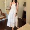 Vacaciones de Viaje en Yunnan Falda Blanca de Tirantes Super Hada Dulce Falda Larga Corte Retro Elegante Vestido Verano