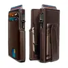 Porta billetes para hombre Ultra-Fibra Transfronterizo con Protección Antirrobo Rfid, Tarjetero de Aluminio de Gran Capacidad con Ventana y Bolsillo