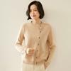 2024 Outono e Inverno Novo Dot Yarn Cashmere Cardigan Feminino Gola Redonda Fivela Oblíqua Manga Longa Lã Tricô Suéter Grosso Casaco