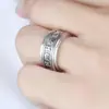 Anillo de plata tailandesa moderno personalizado con escrituras de la corte chapado en plata tailandesa Anillo de seis palabras negras mantra anillo vintage sánscrito giratorio para hombre