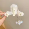 Pinza de pelo grande, voluminosa, de felpa floral para mujer, otoño/invierno, estilo de alta gama, pinza de pelo de lazo, nuevo clip de tiburón estilo coreano