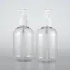 Botella redonda de hombro robusta de 300 ml con bomba de tapón bomba de clip envase cosmético desinfectante de manos loción sub-empaque botella vacía de PET