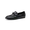 Mocasines convertibles con hebilla metálica, aptos para todas las estaciones, zapatos slip-on de cuero genuino, zapatos planos de cuero estilo británico