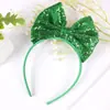 Acessórios de Cabelo Infantis Transfronteiriços, Faixa de Cabelo com Laço de Lantejoulas Brilhante, Tiara Fofa Verde para o Dia de São Patrício, Presilha de Cabelo