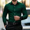 Camisa de Manga Larga para Hombre con Estampado 3D de Color Contrastante, Corte Entallado, No Planchar, Estilo Business Casual Europeo Transfronterizo