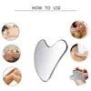 Tabla raspadora de acero inoxidable en forma de corazón, raspador facial, extractor de puntos negros, cuchillo de fascia en forma de corazón, herramienta de masaje facial y belleza