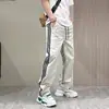 Pantalones deportivos de verano finos para hombre de marca moderna, pantalones largos a rayas, versátiles, con tres rayas, pantalones casuales rectos holgados para hombre