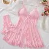 Fabricante mayorista transfronterizo de Amazon: Suave camisón de malla con abertura frontal, escote en V de encaje, vestido tipo camisola sexy para mujer