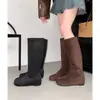 Encuentro Primero Temporada Retro Gamuza Interior Aumentador de Altura Botas Largas para Mujer 2026 Nuevo Otoño/Invierno Versátiles Moda Hasta la Rodilla Botas