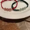 Pulseira de Corda Vermelha com Contas de Cristal Natural Haoyun Simples Ins Tecida à Mão Corda de Mão para Casal Melhor Amigo Pulseira de Cristal Morango