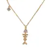 Elegante y lujoso collar con colgante de espina de pez de circón estilo francés, exquisito, moderno, simple, de alta gama, cadena para la clavícula super brillante al por mayor