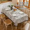 Toalha de Mesa Retangular de Algodão e Linho Estampada com Franjas para Dormitório Tecido de Cobertura Estilo Retrô Pastoral para Mesa de Jantar Tecido de Fundo para Fotografia