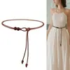 Cinturón de cordón de cuero perlado para la cintura, cinturón simple de alta gama para mujer, adecuado para vestidos de verano, decoración para ceñir la cintura, accesorio de cintura versátil
