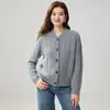 Nueva colección de otoño e invierno: Cárdigan de punto de cachemira para mujer, corte holgado, adelgazante, suave y cómodo, cuello redondo, suéter de punto trenzado