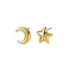 Pendientes de estilo europeo y americano transfronterizos para mujer, diseño metálico de estrella y luna creciente, pendientes de alta gama, joyería nicho versátil al por mayor
