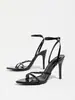 Zapatos de tacón alto de punta personalizados para mujer, mules de PVC con correa única totalmente incrustados de pedrería, elegantes y versátiles, para primavera, verano, discoteca, fiesta