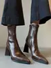 Botines Retro de Tacón Grueso Chuyuji para Mujer 2026 Nuevos Otoño Invierno Tacones Altos Altura que Aumenta Elásticos Ajustados Cómodos