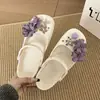 Zapatos Perforados Estilo Ballet con Acabado de Alta Gama, Pantuflas Florales, Sandalias Cómodas de Suela Gruesa para Playa para Mujer